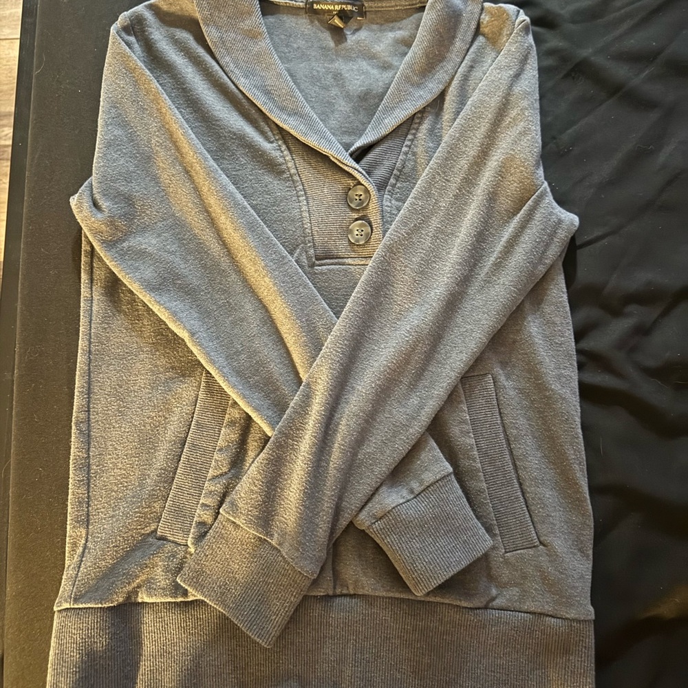Banana Republic Charcoal Button-Up Cardigan